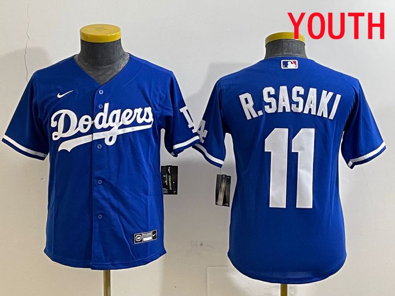 Youth Los Angeles Dodgers #11 R.Sasaki Blue Game 2025 Nike MLB Jersey style 1